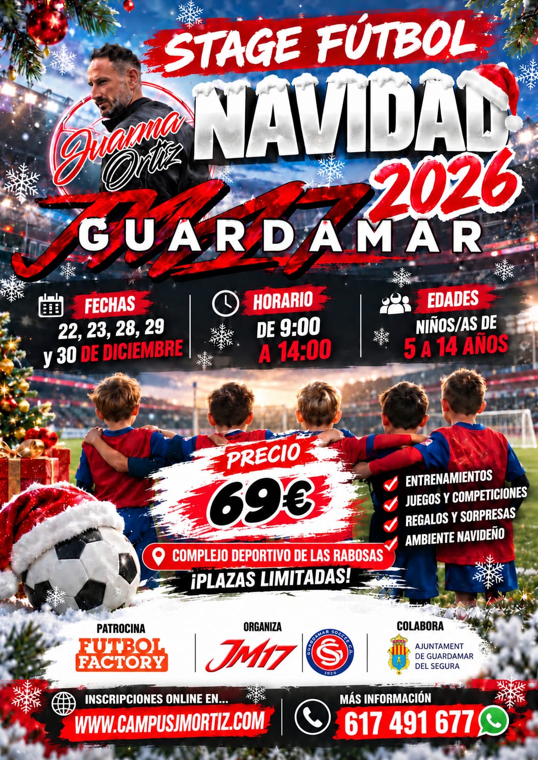 El Campus Juanma Ortiz celebrará cinco jornadas de fútbol en Navidad en Guardamar