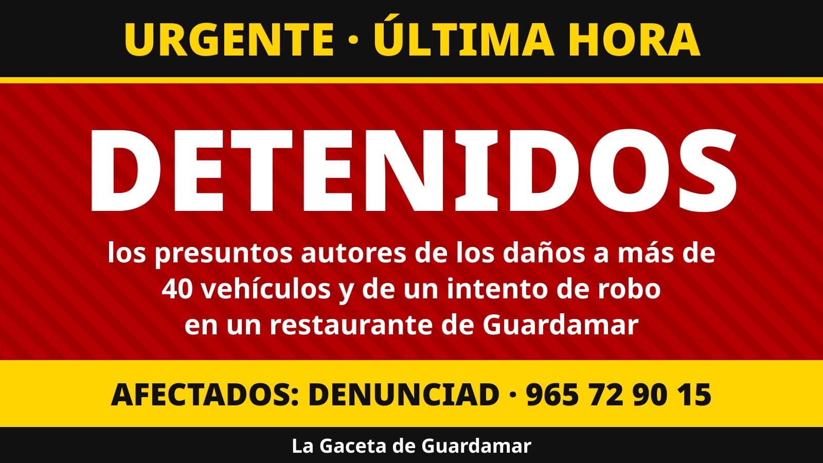 ÚLTIMA HORA | Detenidos los presuntos responsables de los daños a más de 40 vehículos en Guardamar y de un intento de robo en un restaurante